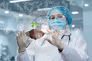 A laboratory assistant manipulates a sprout sample