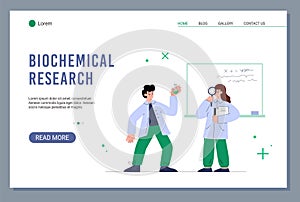 Laboratory biochemical research website mockup flat vector illustration.