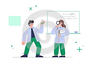 Laboratory bioengineering and biochemical research vector illustration isolated.