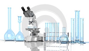 Laboratory blue glassware