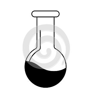 Laboratory bottle. Medical test tube. Chemical flask with liquid for science and education. Vector illustration. EPS 10