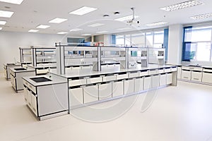 Laboratory casework with basin for medical and clinical experimental in laboratories room.