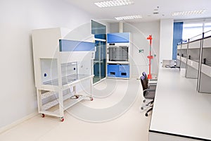 Laboratory casework with basin for medical and clinical experimental in laboratories room.