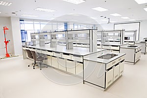 Laboratory casework with basin for medical and clinical experimental in laboratories room.