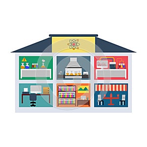 Laboratory Chemical Chemistry University Infographic Icon, and illustration Vector