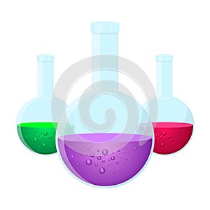 Laboratory chemical flasks vector design illustration isolated on white background