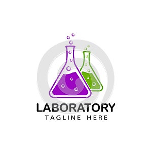 laboratory chemistry logo template design vector in isolated background