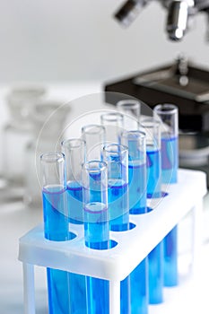 Laboratory, chemistry and science concept on white background