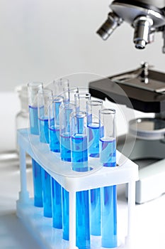 Laboratory, chemistry and science concept on white background
