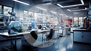 Laboratory with complex equipment, science office