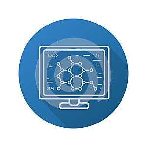 Laboratory computer flat linear long shadow icon