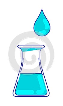 Laboratory conical flask semi flat color vector element