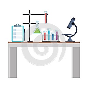 Laboratory desk workplace icons