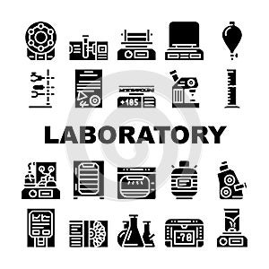 Laboratory Equipment For Analysis Icons Set Vector