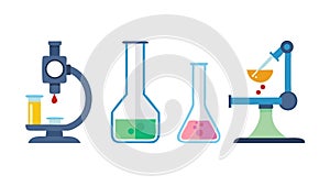 Laboratory Equipment Beakers Microscope Vector Icon, Science, vector design Generative AI