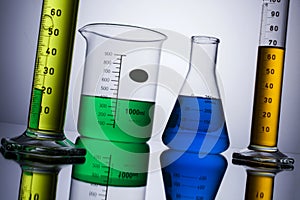 Laboratory equipment beakers test tubes