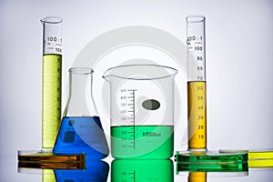 Laboratory equipment beakers test tubes