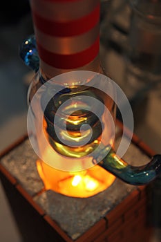 Laboratory equipment on fire.