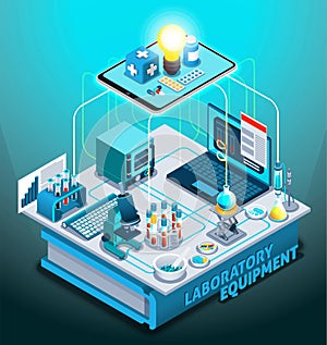 Laboratory Equipment Isometric Composition
