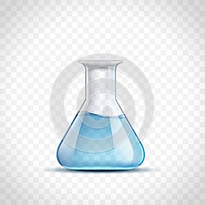 Laboratory flask with blue liquid or water