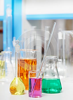 Laboratory flask in chemistry pharmacy research