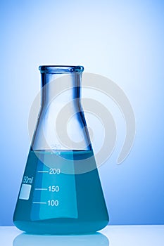 Laboratory flask with liquid