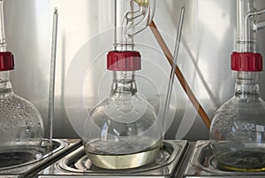 Laboratory flask, vaccine manufacturing photo