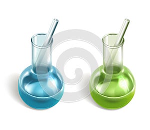 Laboratory flasks vector icons