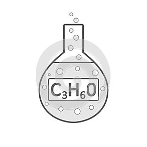 Laboratory glass with acetone