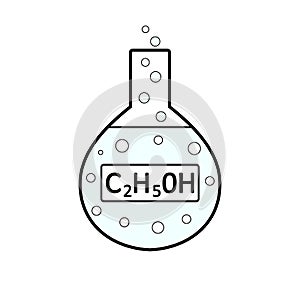 Laboratory glass with ethyl alcohol