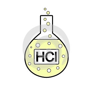 Laboratory glass with hydrochloric acid