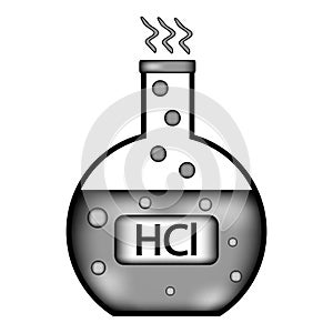 Laboratory glass with hydrochloric acid sign icon.