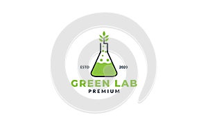 Laboratory glass with leaf natural logo icon vector illustration