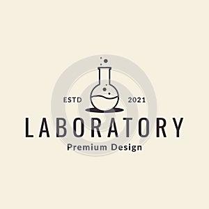 Laboratory glass line hipster logo design vector graphic symbol icon illustration creative idea