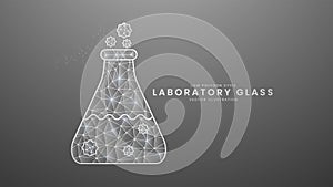 Laboratory glass. Medicine lab equipment. Science laboratory glassware, Modern digital low polygon style vector illustration