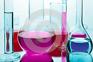 Laboratory glassware with chemicals