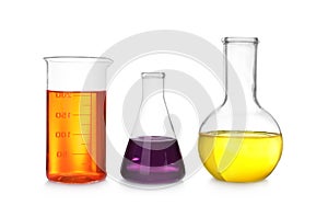 Laboratory glassware with color liquids