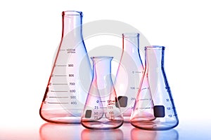 Laboratory Glassware With Colored Reflections