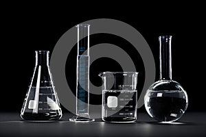 Laboratory Glassware on Dark Background