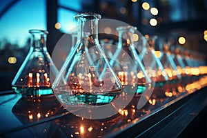 Laboratory glassware forms an intricate chemistry science background