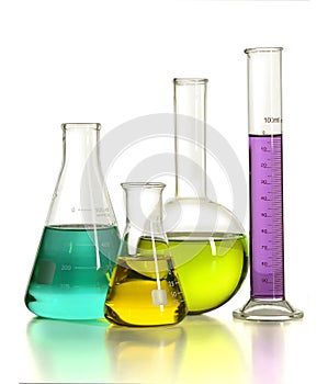 Laboratory Glassware with Liquids