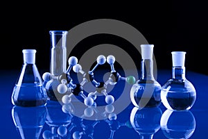 Laboratory Glassware and molecules photo