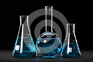 Laboratory Glassware Over Dark Background