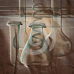 Laboratory glassware painted on paper