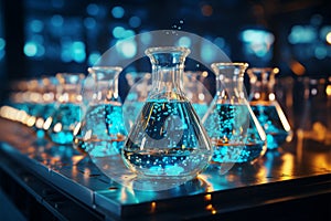 Laboratory glassware serves as a mesmerizing chemistry science background