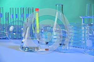 Laboratory Glassware with Test Fluids