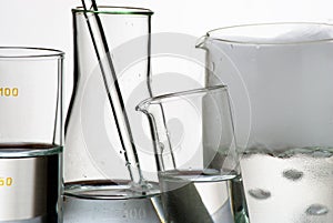 Laboratory glassware and vapors over liquid