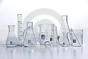 Laboratory Glassware on White Table