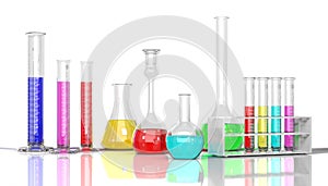 Laboratory glassware whith color liquid