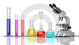 Laboratory glassware whith color liquid photo